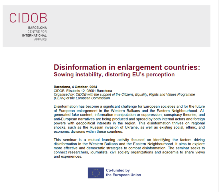 inRESPONSE Researcher Elena Simanschi Highlights Disinformation Dynamics in Moldova at CIDOB Seminar – October 2024